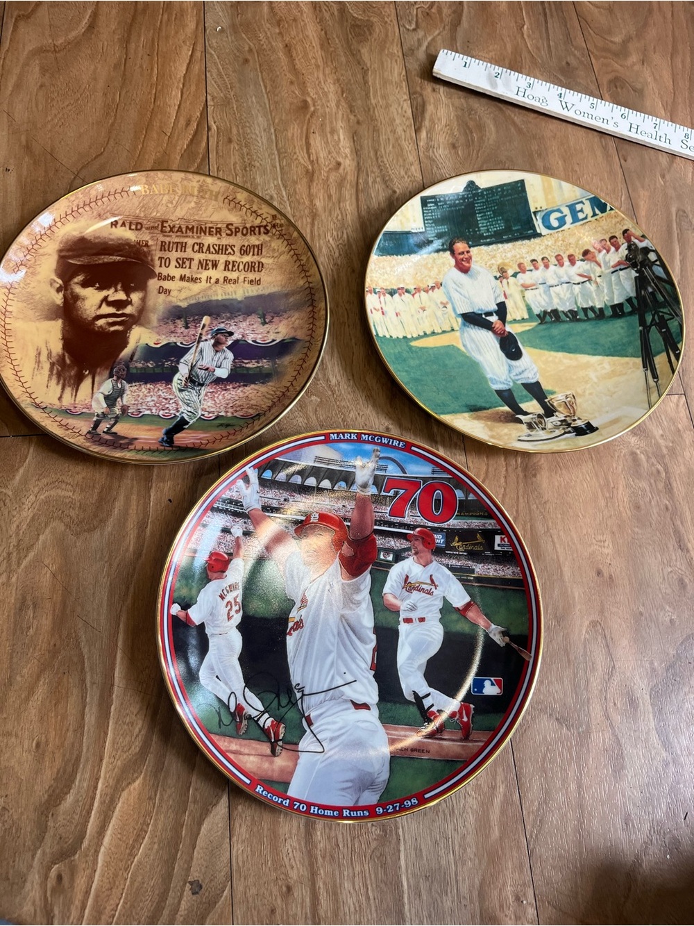 Collectible Ceramic Baseball Commemorative Plate - Red, Brown, Cream